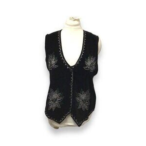 Bobbie Brooks Woman Vintage Velour Christmas Vest, Black, size 18W/20W